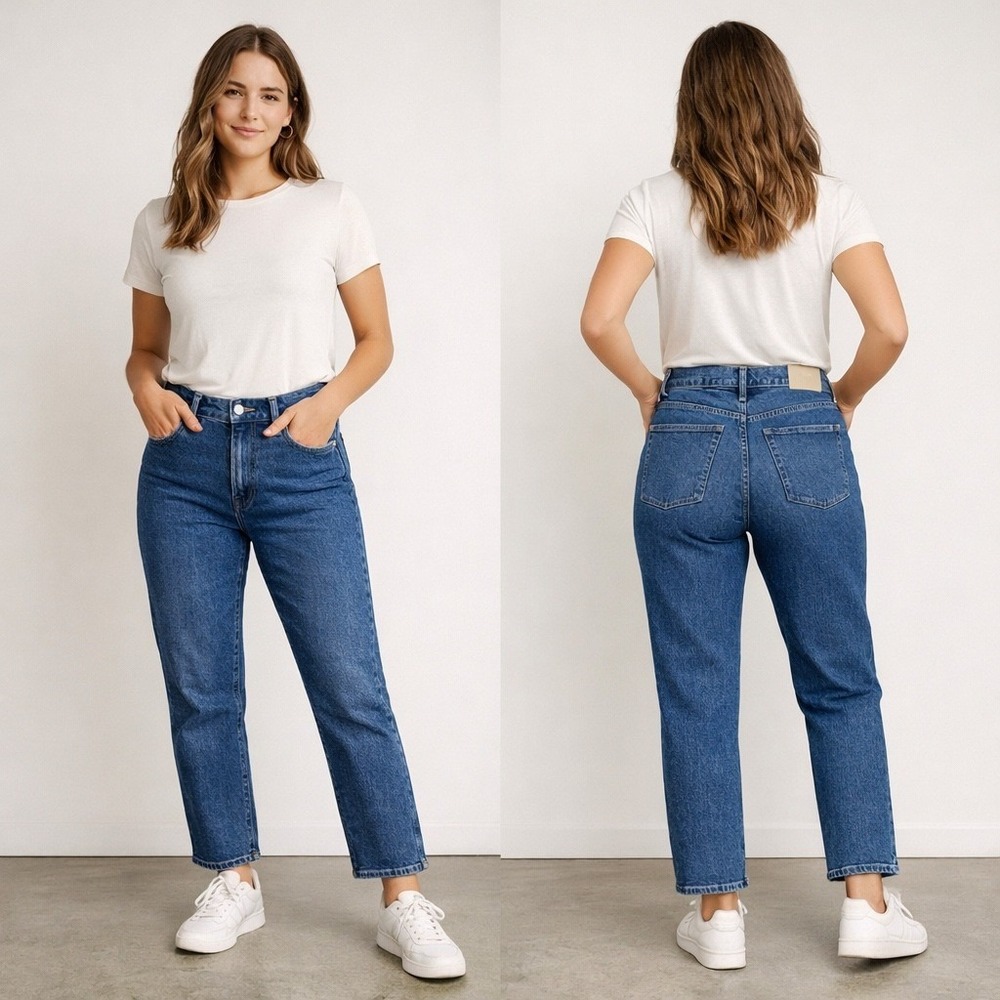 Everlane Original Cheeky Jean Womens 29 Blue Organic Cotton High Rise Denim